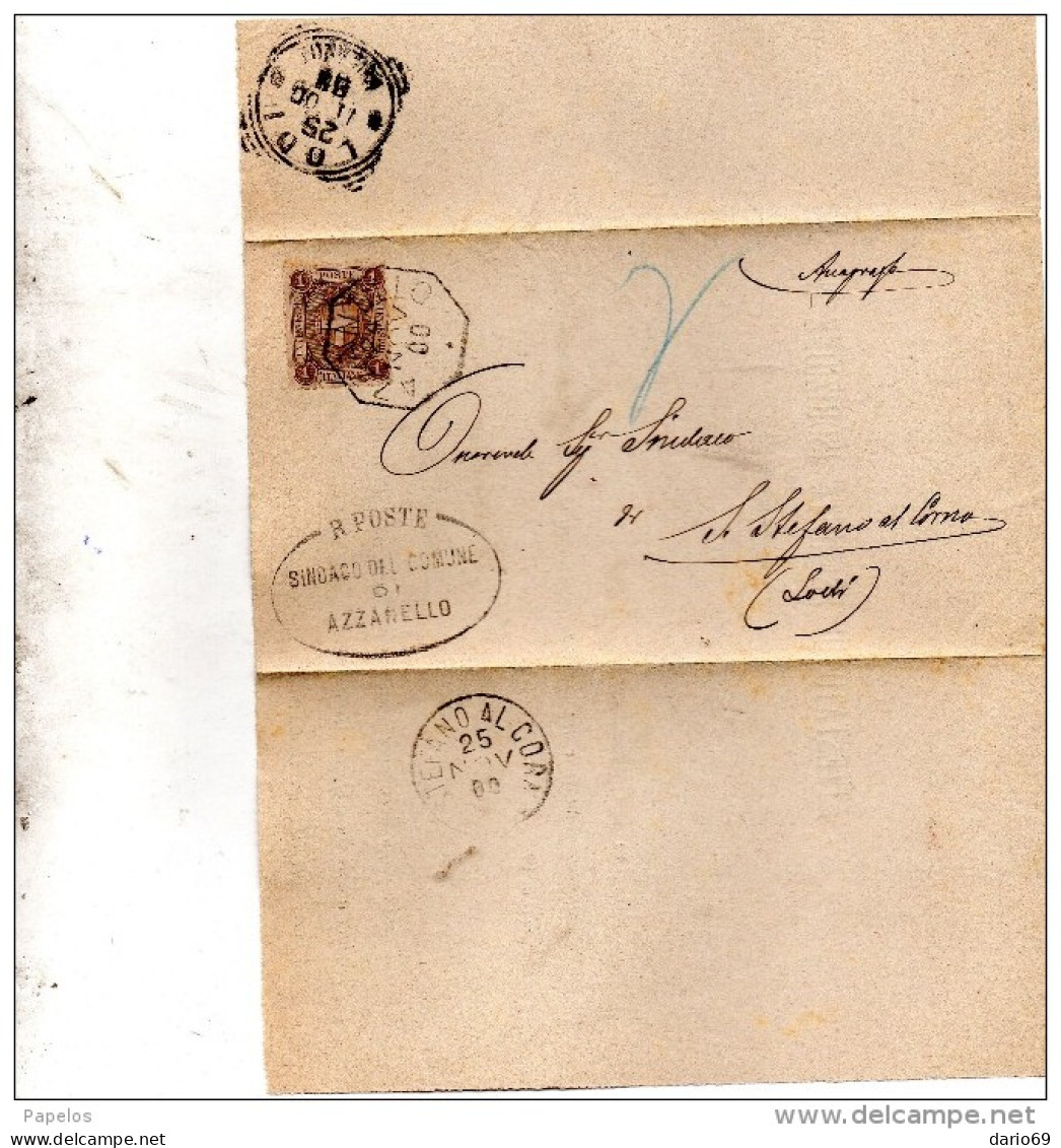 1900  LETTERA CON ANNULLO  OTTAGONALE  AZZANELLO CREMONA - Marcophilia