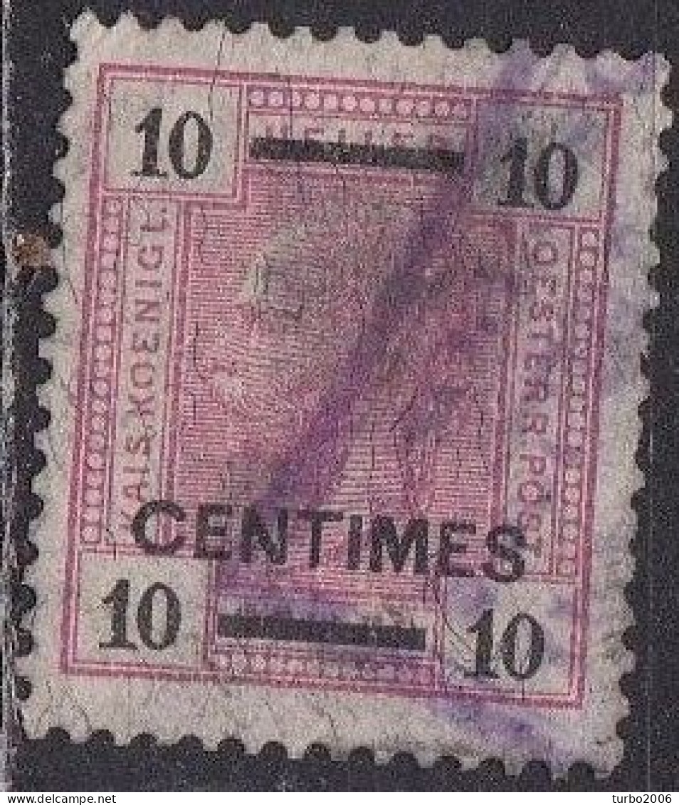 CRETE 1904-05 Austrian Office Stamps Of 1904 With Black Overprint 10 Centimes / 10 H Rose Without Shiny Lines Vl.13 - Kreta