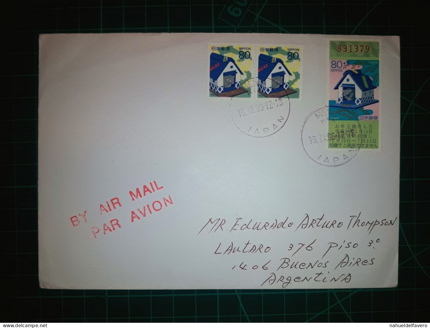 JAPON (NIPPON), Enveloppe Envoyée Par Avion à Buenos Aires, Argentine Avec Une Variété De Timbres-poste De Maisons Color - Used Stamps