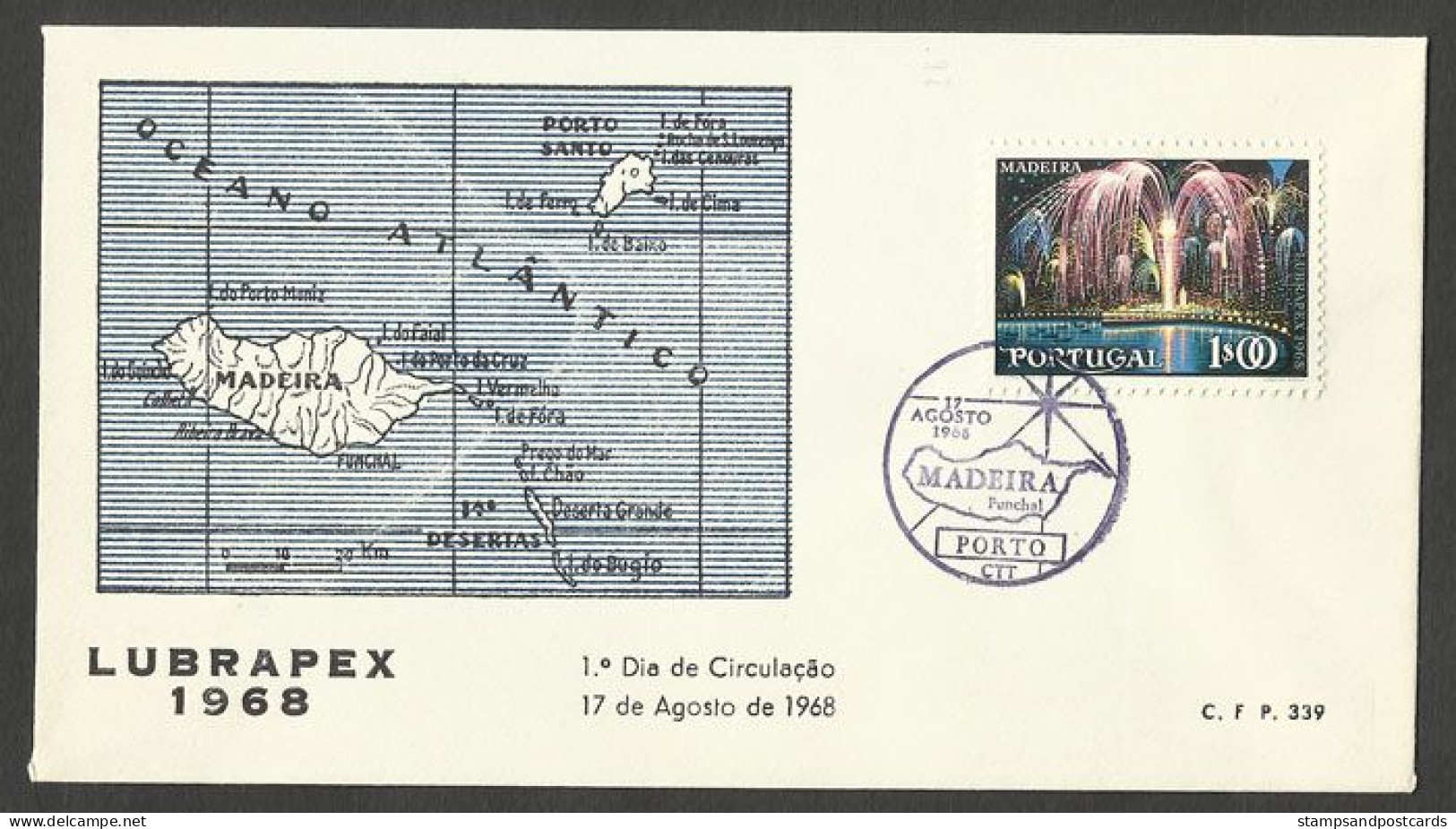 Portugal Lubrapex 1968 Madeira Funchal Expo Philatelique FDC Cachet Porto FDC Oporto Postmark - FDC