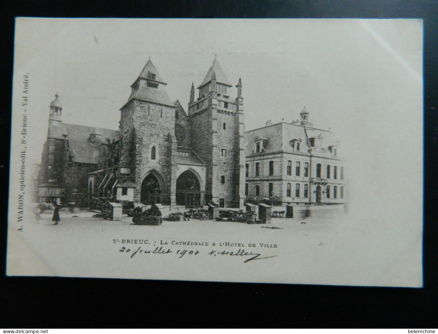 CARTE PRECURSEUR 1900                   SAINT BRIEUC                     LA CATHEDRALE ET L'HOTEL DE VILLE - Saint-Brieuc