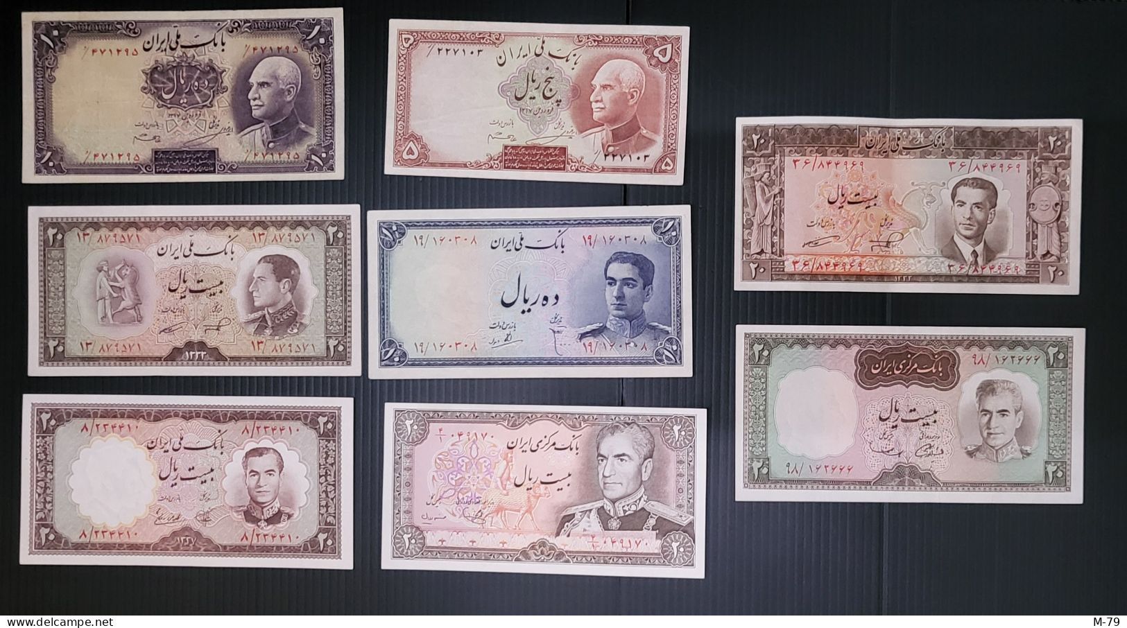 8 Different Banknotes Reza & Mohammed Reza Shah - XF - VF - Iran