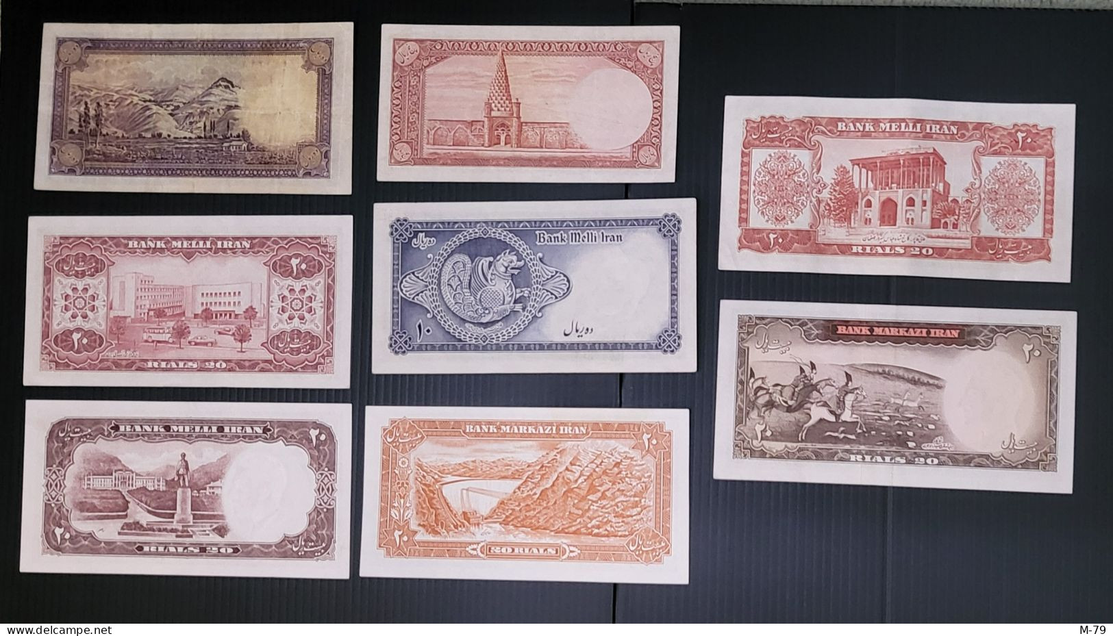 8 Different Banknotes Reza & Mohammed Reza Shah - XF - VF - Iran