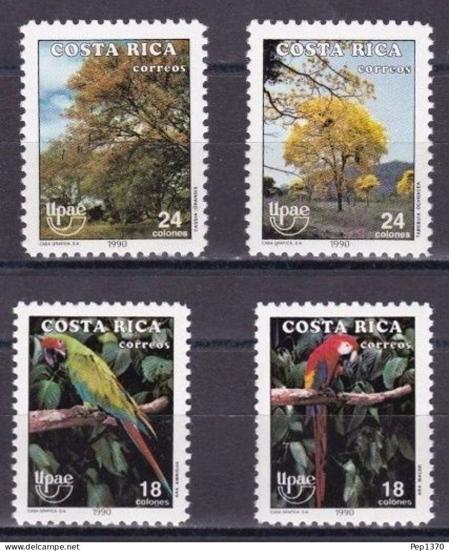 COSTA RICA 1990 - ARBOLES Y AVES - PAJAROS - AMERICA UPAEP - YVERT 536/539** - Papegaaien, Parkieten