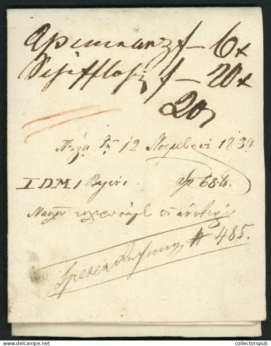 HUNGARY POZSONY 1839. Interesting Letter - ...-1867 Préphilatélie