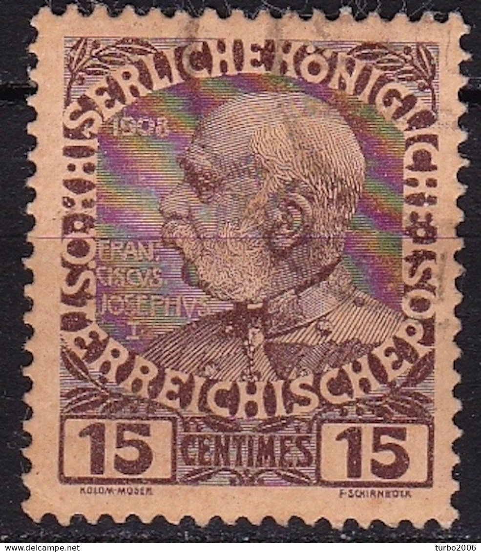 CRETE 1908-14 Austrian Office Glossy Paper 15 Centimes Brown Vl.19 - Kreta