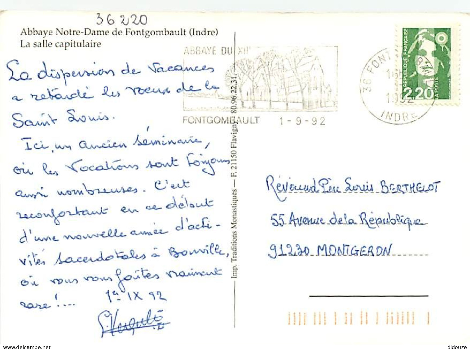 36 - Fontgombault - Abbaye Notre-Dame De Fontgombault - La Salle Capitulaire - Flamme Postale De Fontgombault - CPM - Vo - Andere & Zonder Classificatie