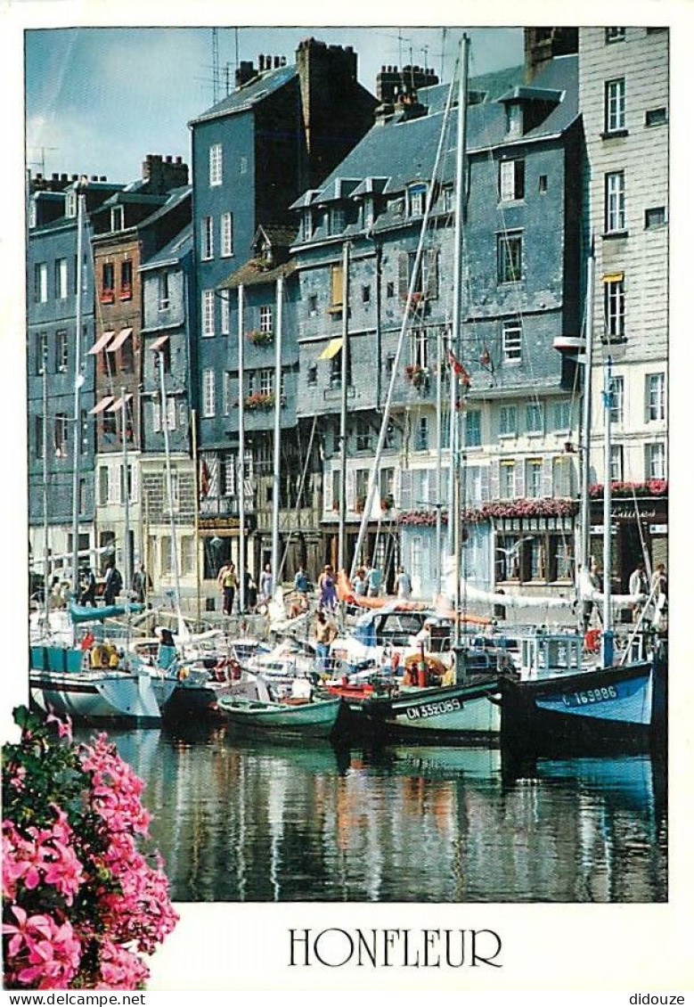 14 - Honfleur - Le Vieux Bassin, Les Façades Typiques Du Quai Sainte-Catherine - Bateaux - Flamme Postale De Pont Audeme - Honfleur