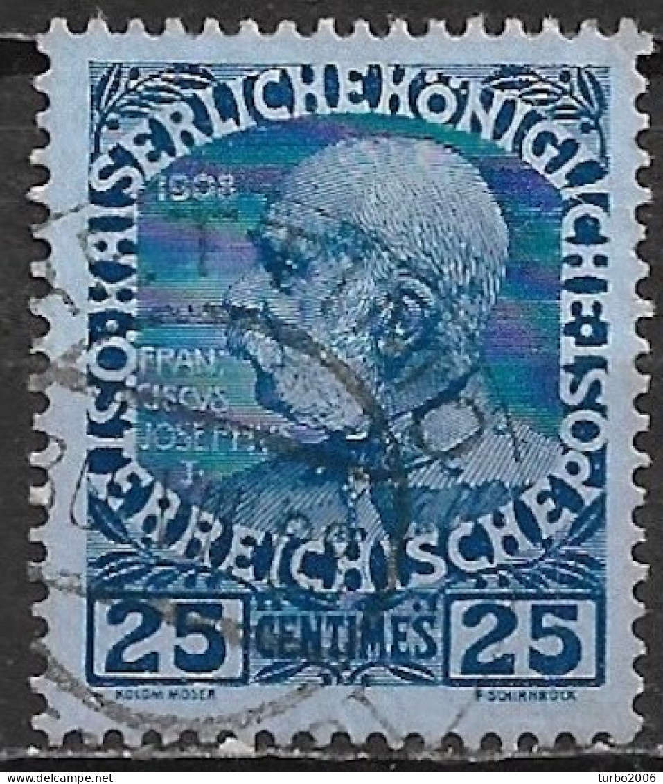 CRETE 1908-14 Austrian Office Non Glossy Paper 25 Centimes Blue Vl. 24 Cancellation Rhetymnon - Crète