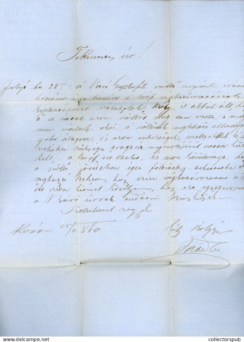 HUNGARY KASSA 1860. Nice Letter With Contetnt To Sátoraljaújhely - ...-1867 Préphilatélie