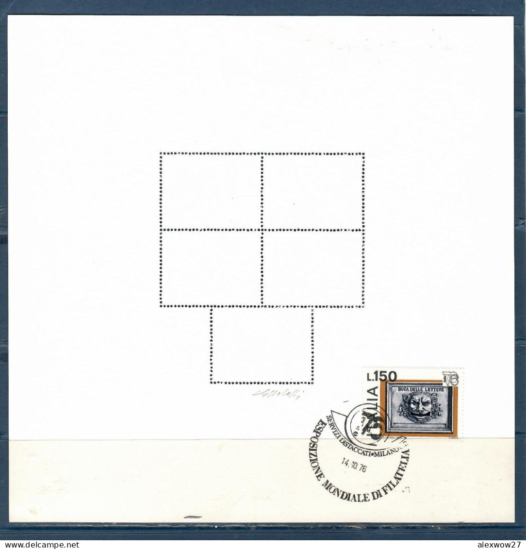 Italia / Repubblica 1976 Cartoncino Manifestazione Italia '76 Firmato Bolaffi - Blocks & Sheetlets