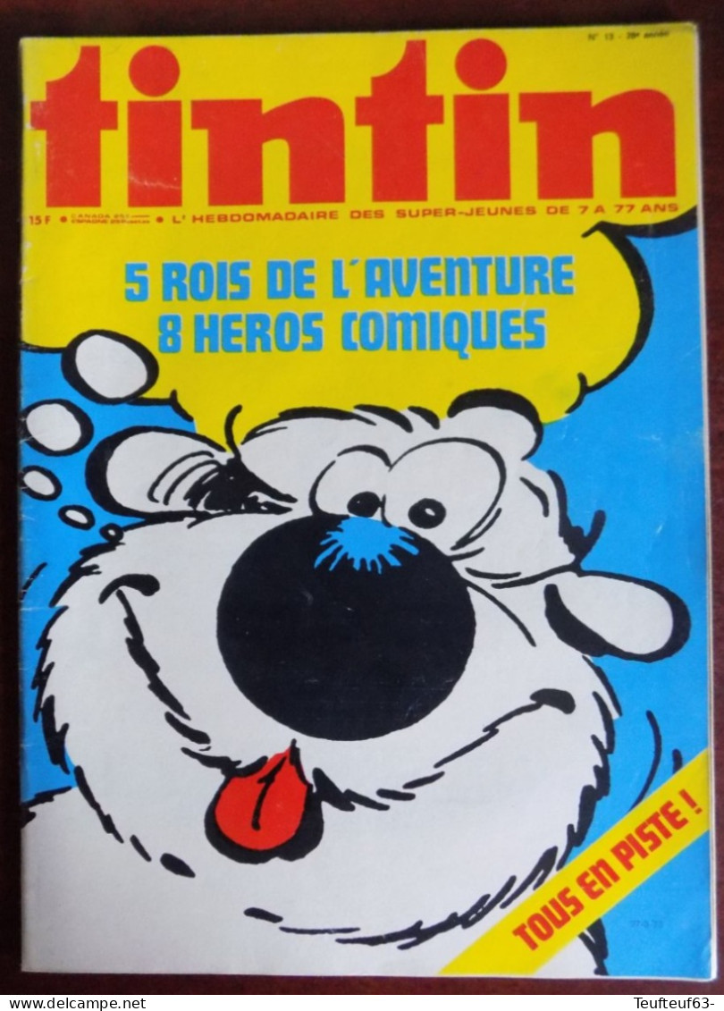 Tintin N° 13/1973 Cubitus - Portrait " E.P. Jacobs " - Superman (4p) - Maxi-zoo L'hermine - Tintin