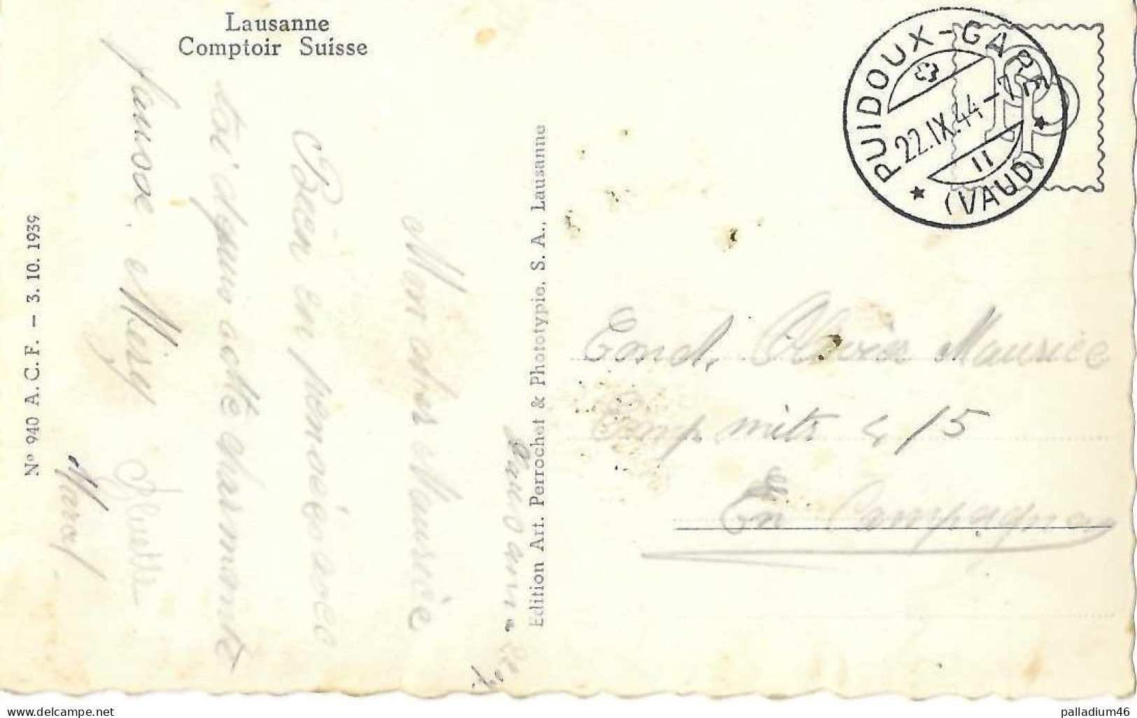 VD LAUSANNE - Comptoir Suisse La Fosse Aux Ours - écrite Le 22.09.1944 - Lausanne