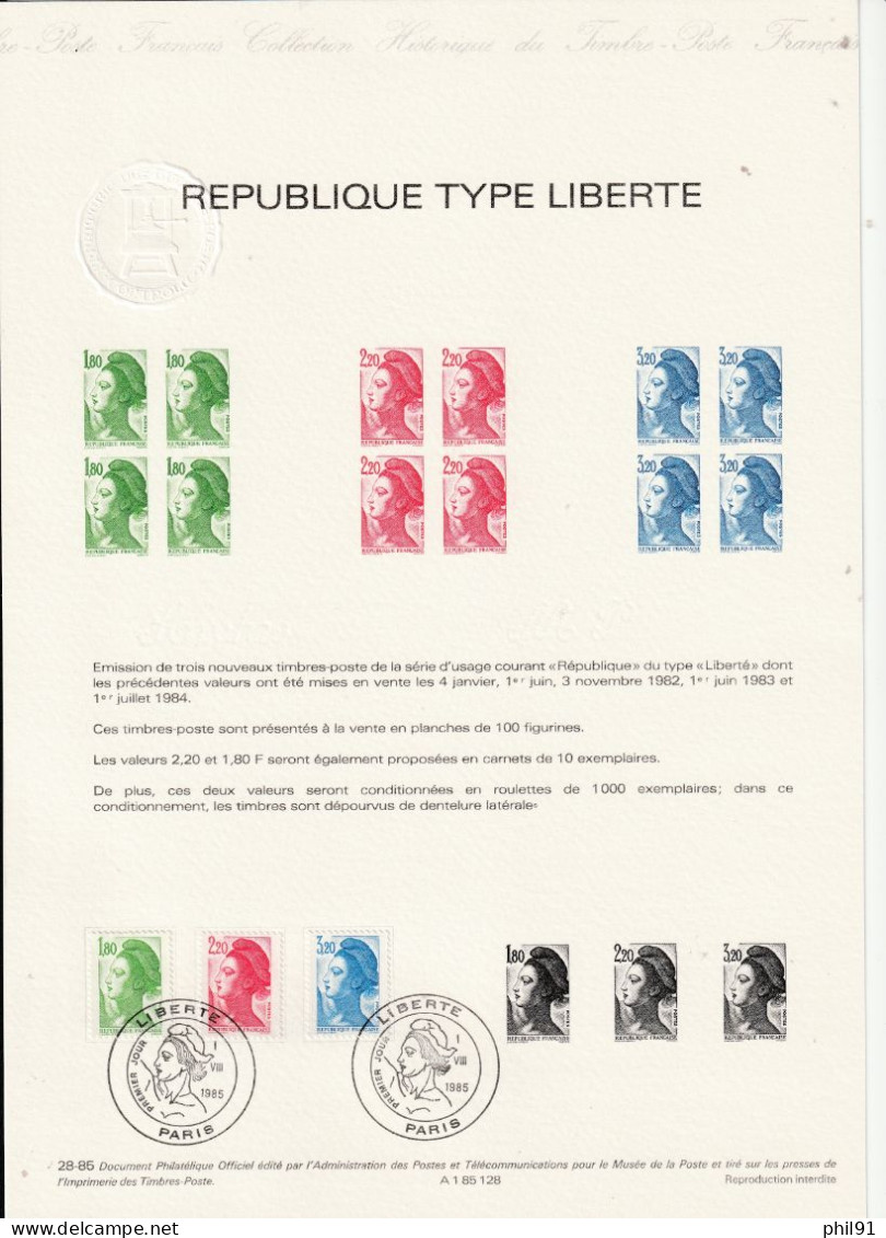 FRANCE    Document "Collection Historique Du Timbre Poste"   Liberté De Delacroix     N° Y&T  2375 à 2377 - Documenten Van De Post