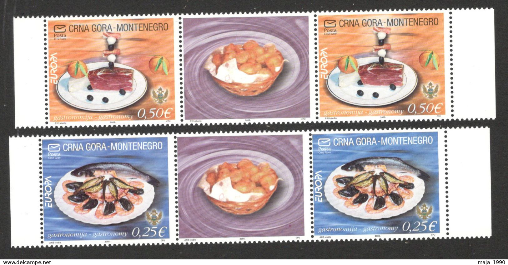 MONTENEGRO - MNH STRIP, MIDDLE ROW  EUROPA CEPT - GASTRONOMY - 2005. - Montenegro