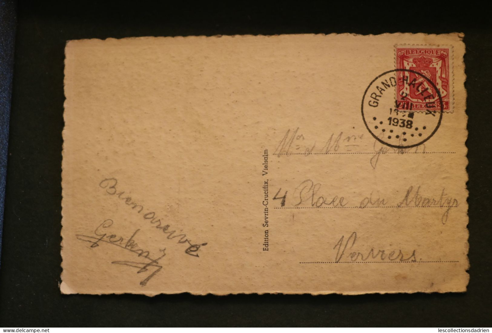 Carte postale ancienne Vielsalm Types d'ardennais oblitération de Grand Halleux 1938