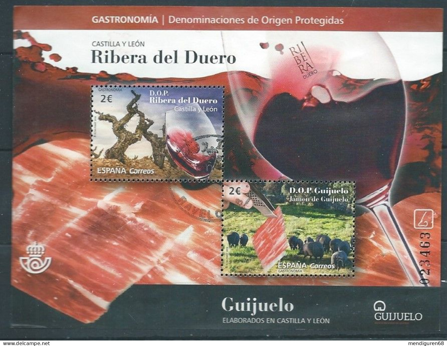 ESPAGNE SPANIEN SPAIN ESPAÑA 2018 M/S D.O.P. CASTILLA Y LEÓN- RIBERA DEL DUERO USED ED HB5251 YT F4992-93 MI B313-5287-8 - Oblitérés