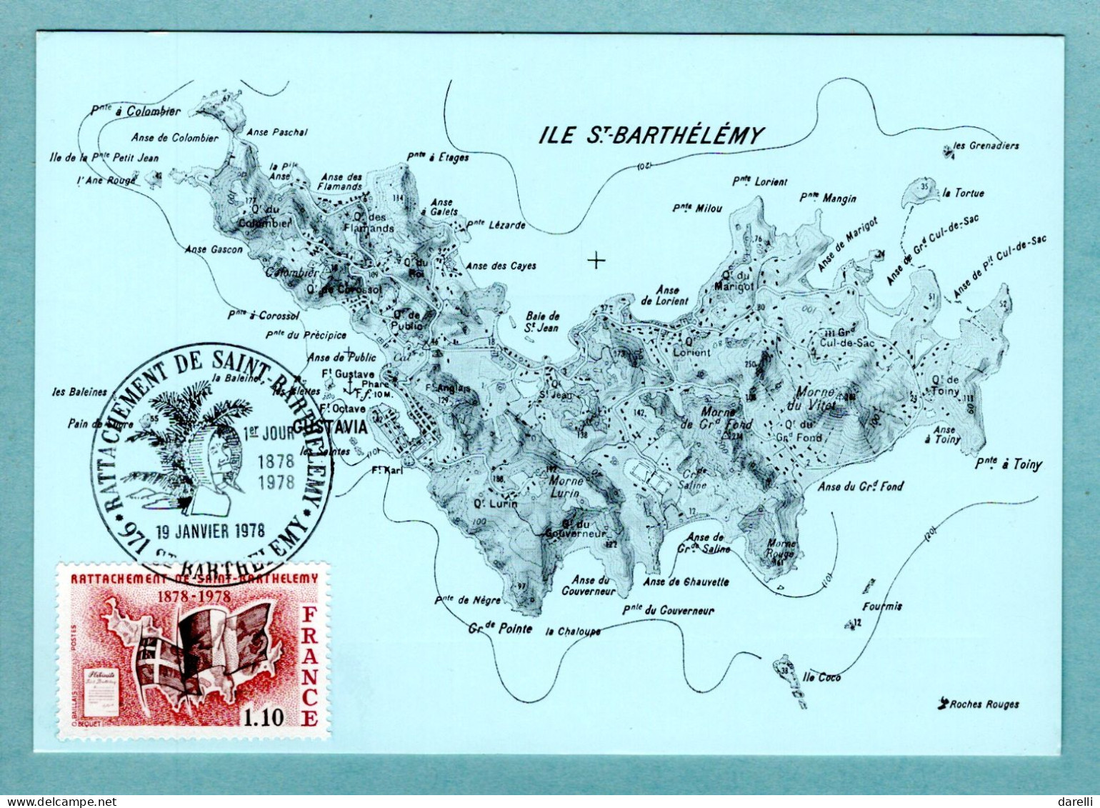 Carte Maximum 1978 - Rattachement De L’île De Saint-Barthélemy à La France - YT 1985 - 971 St Barthélémy - 1970-1979