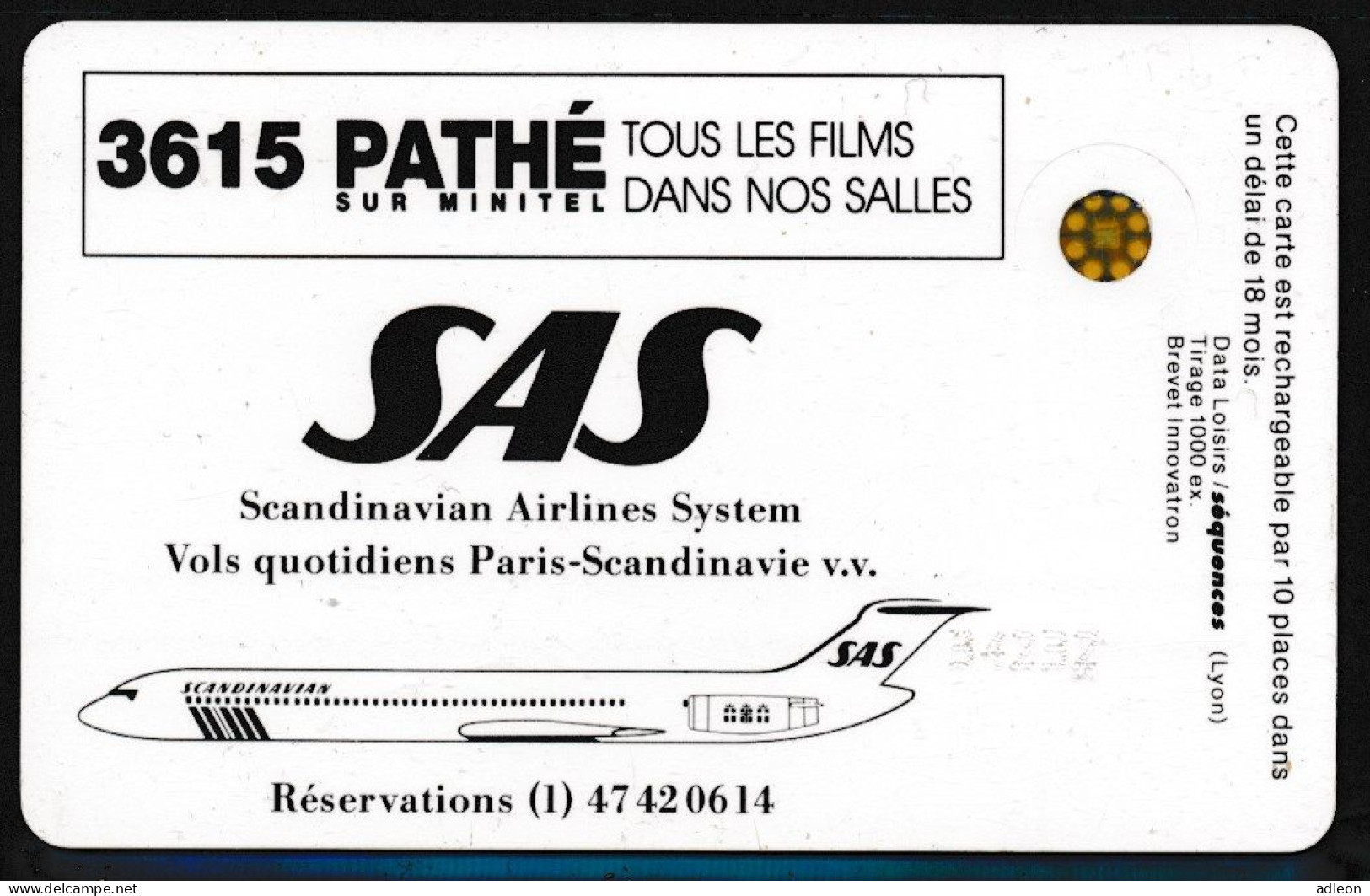 Cinécarte Pathé - SAS Scandinavia Airlines - Cinécartes