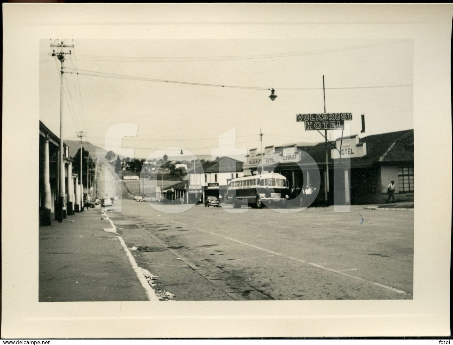 1954 REAL AMATEUR PHOTO FOTO BUS MAIN STREET VOLKSRUST SOUTH AFRICA  AFRIQUE AT443 - Afrique