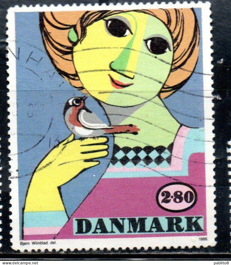 DANEMARK DANMARK DENMARK DANIMARCA 1986 PAINTING BY BJON WIINBLAD 2.80k USED USATO OBLITERE' - Used Stamps