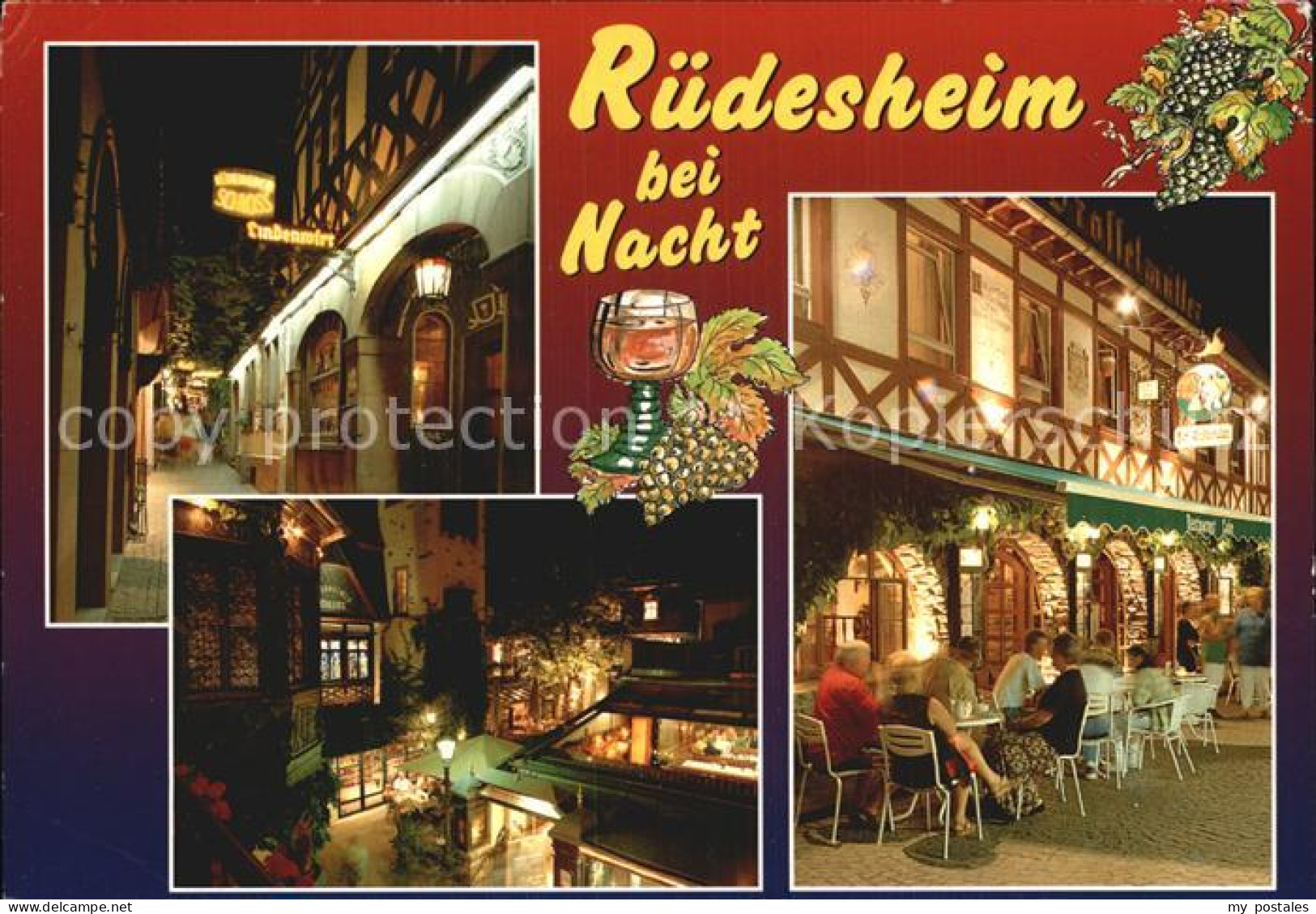 72496880 Ruedesheim Rhein Innenstadt Bei Nacht Strassencafe Restaurants Weinstad - Rüdesheim A. Rh.