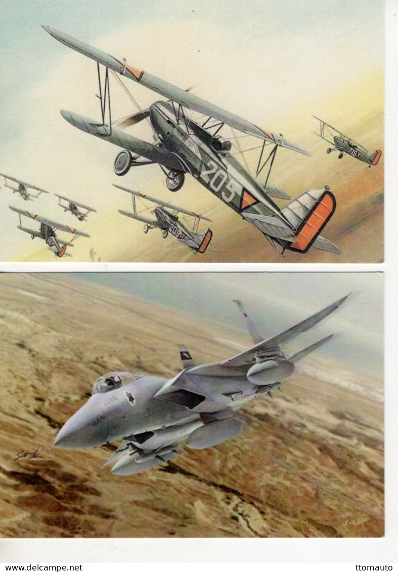 Lot Of 2 Unidentified Fighter Airplanes  -  Art Card Modern - CPM - Autres & Non Classés
