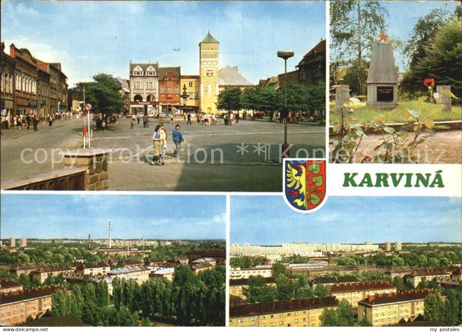 72496836 Karvina Teilansichten Siedlung Wohnblocks Platz Turm Gedenkstein Karvin - Czech Republic