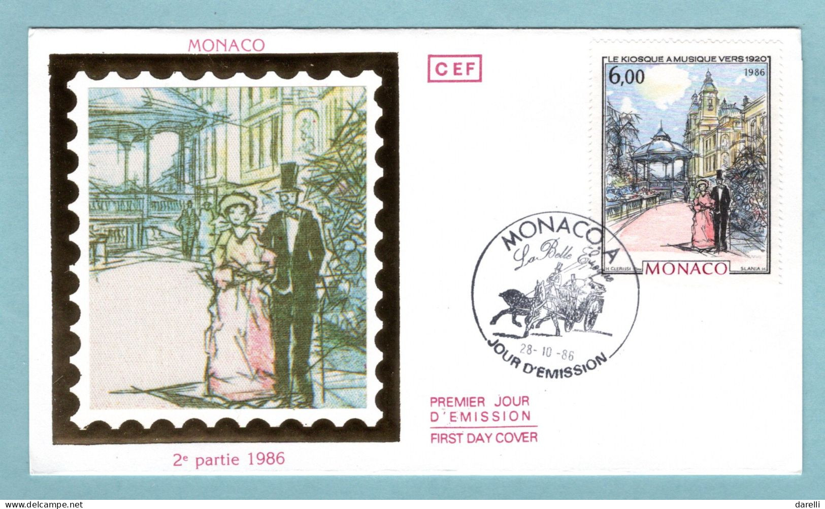 FDC Monaco 1986 - Monte-Carlo Et Monaco à La Belle époque - Le Kiosque à Musique - YT 1543 - FDC