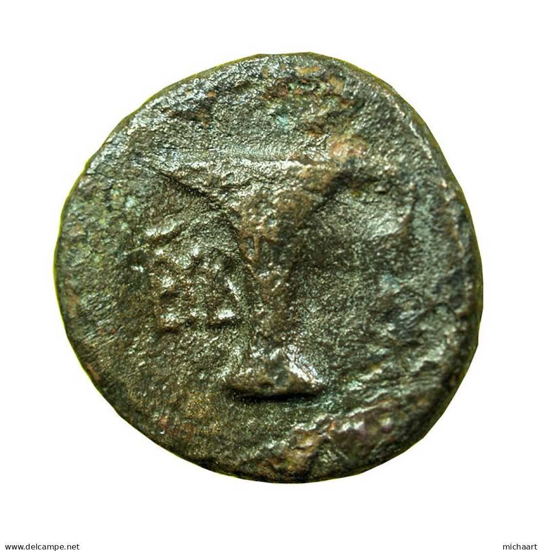 Ancient Greek Coin Kyme Aeolis Magistrate AE14mm Forepart Of Horse / Cup 00038 - Griechische Münzen