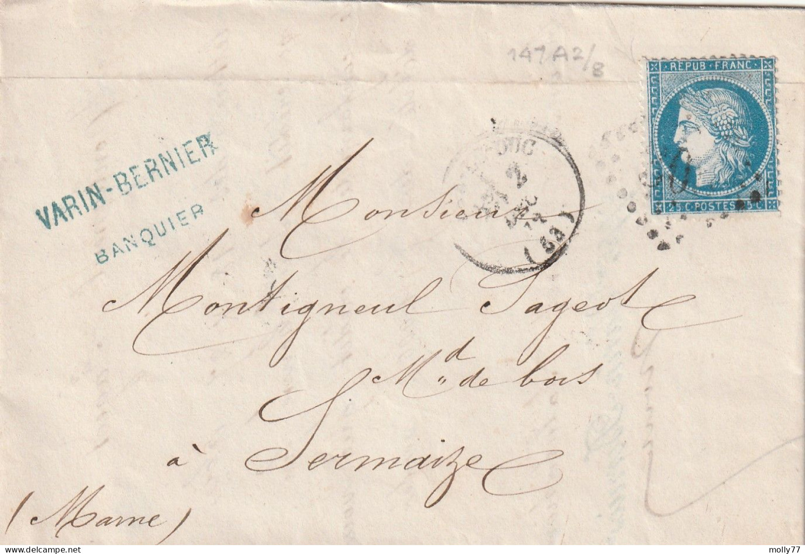 Lettre De Bar Le Duc à Sermaize LAC - 1849-1876: Période Classique