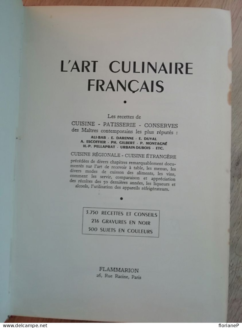 L'art Culinaire Français Flammarion - Gastronomie