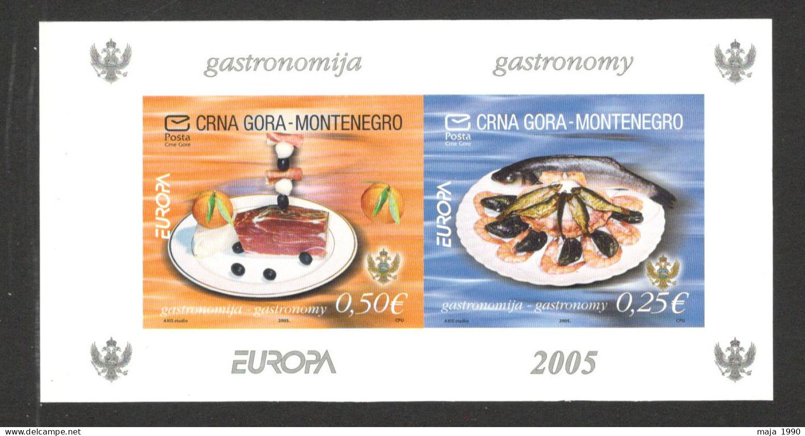 MONTENEGRO - MNH IMPERFORATED BLOCK OUT BOOKLET (NO CARD) - EUROPA CEPT - GASTRONOMY - 2005. - Montenegro