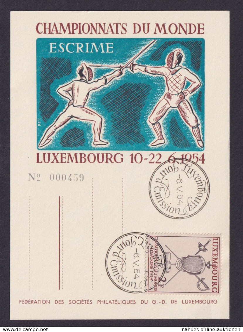 Luxemburg 523 Brief Sport Fechten Fechtweltmeisterschaft Als FDC 65.1954 - Lettres & Documents