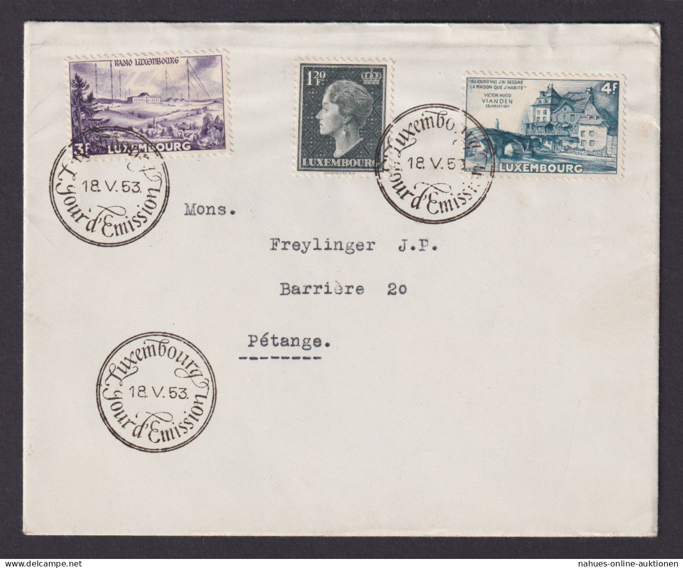 Luxemburg 512-513 Ansichten + Großherzogin Charlotte Brief FDC Echt Gelaufen N. - Briefe U. Dokumente