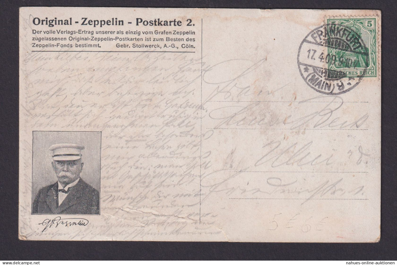 Zeppelin Ansichtskarte Nr. 2 Basel Reklame Stollwerck Köln Abb. + Unterschrift - Luchtschepen