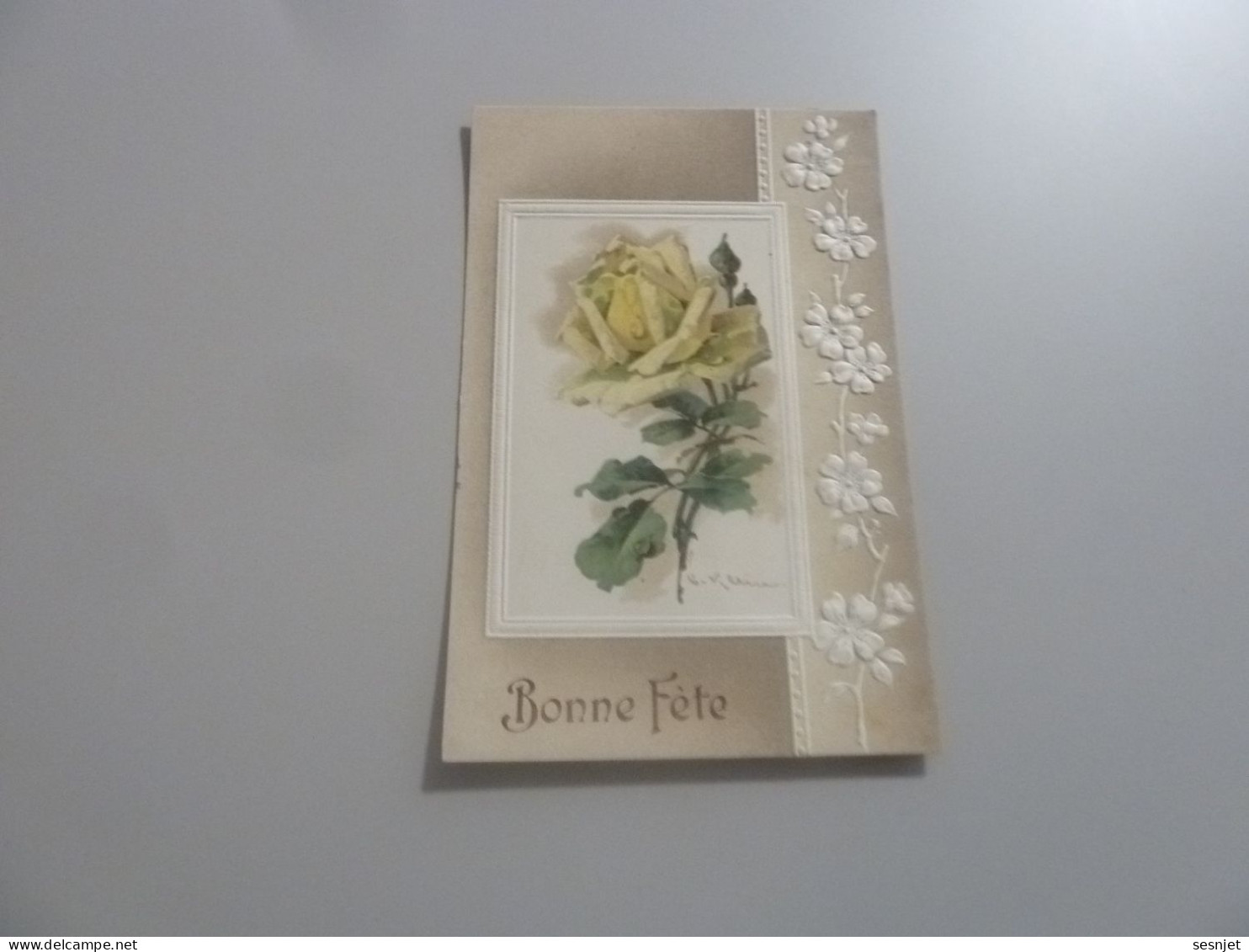 Lyon - Bonne Fête - Rose Blanche - Gaufrée - Yt 140 - Editions Saint-Jean - Année 1921 - - Valentine's Day