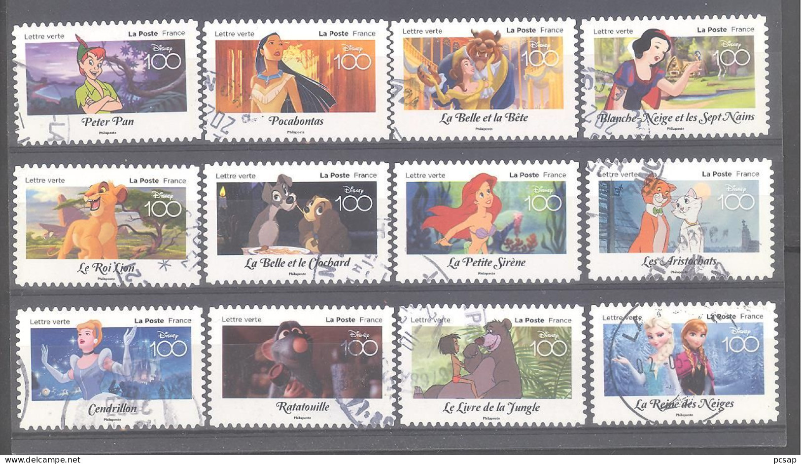 France Autoadhésifs Oblitérés N°2320/2331 (Série Complète : DISNEY 100) (cachet Rond) - Used Stamps