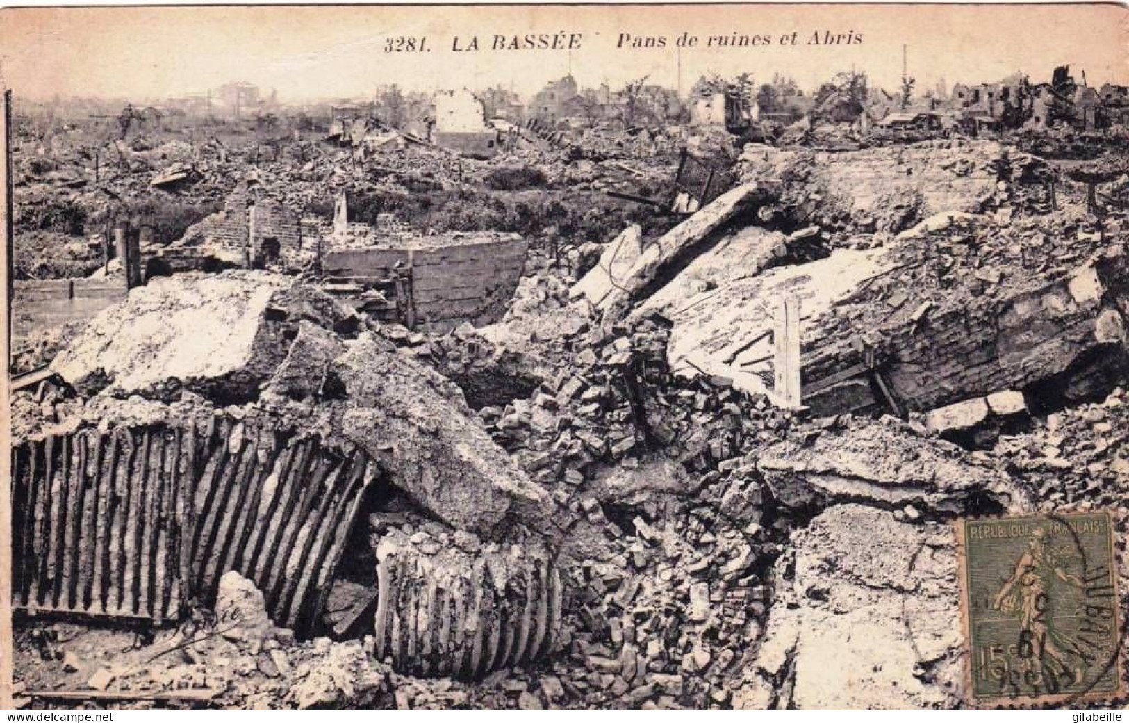 59 - Nord - LA BASSEE - Pans De Ruines Et Abris - Guerre 1914 - Autres & Non Classés