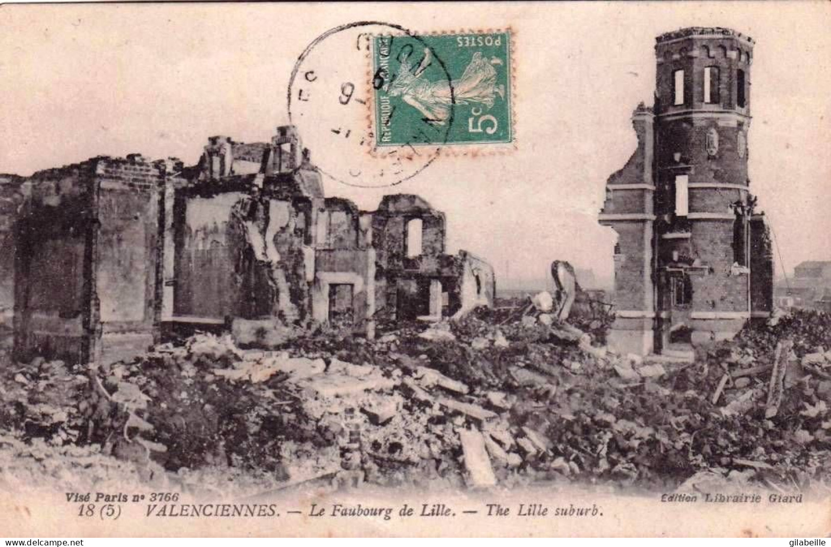 59 - Nord -   VALENCIENNES  - Le Faubourg De Lille En Ruines - Guerre 1914 - Valenciennes