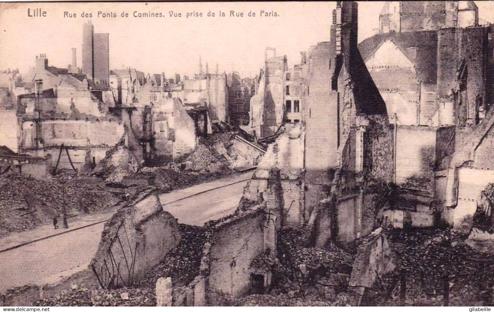 59 - Nord -  LILLE   - Rue Des Ponts De Comines - Vue Prise De La Rue De Paris  -  Guerre 1914 - Lille