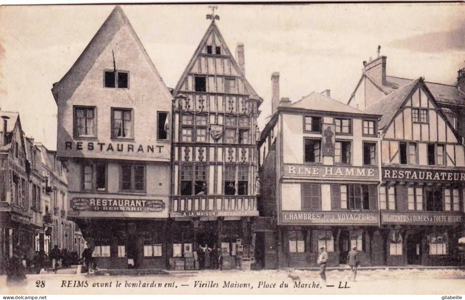 51 - Marne - REIMS Avant Le Bombardement - Vieilles Maisons Place Du Marché - Reims