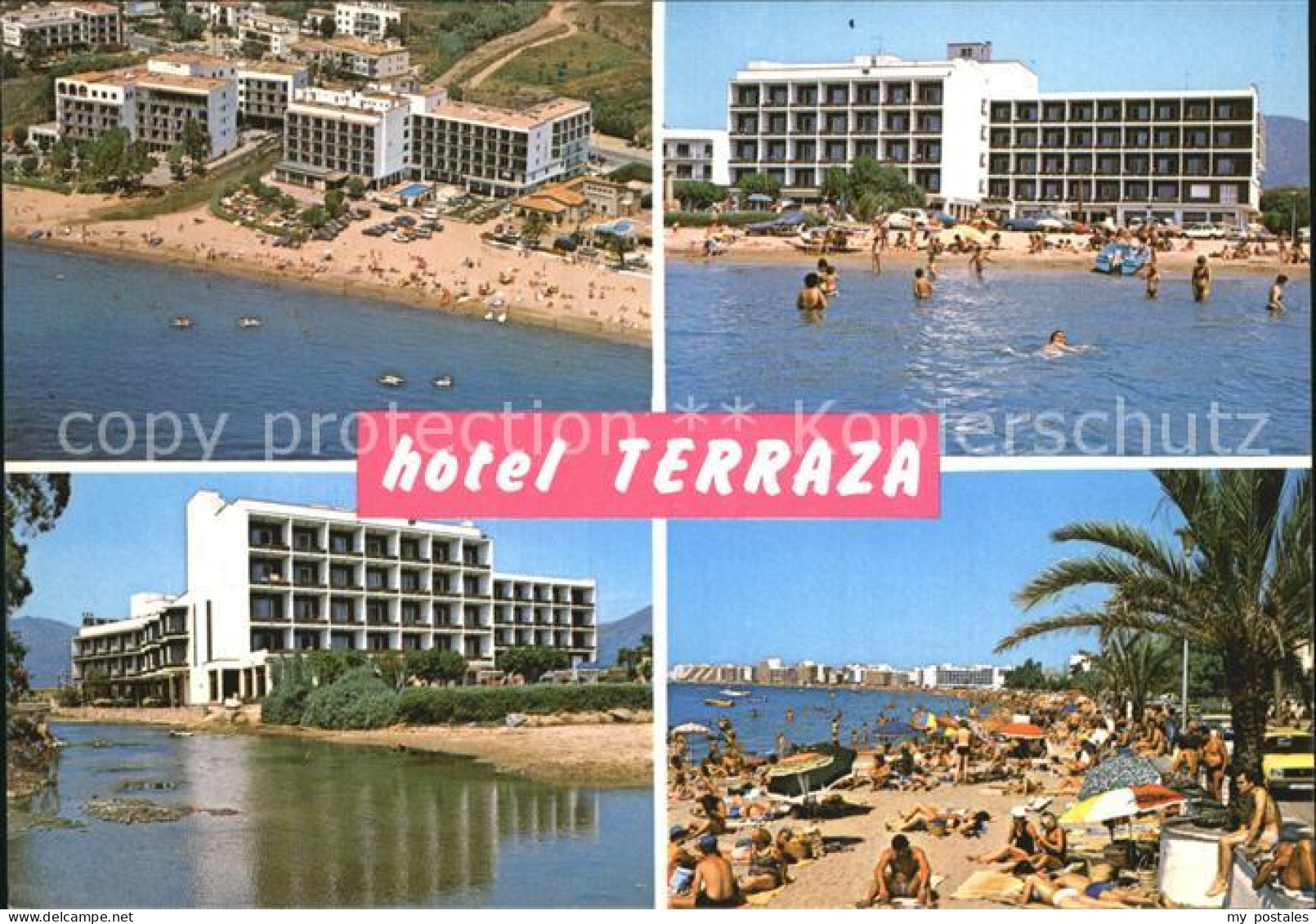 72496112 Rosas Costa Brava Cataluna Hotel Terrazza Fliegeraufnahme Strandpartien - Autres & Non Classés