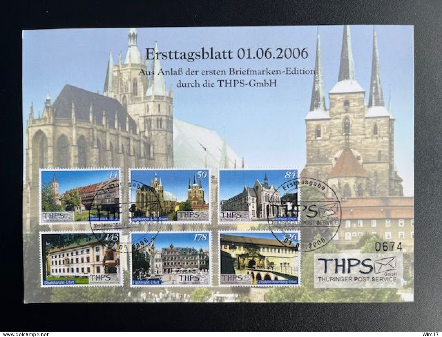 GERMANY 2006 FIRST DAY CARD THURINGER POST SERVICE THPS 01-06-2006 DEUTSCHLAND ETB LOCAL MAIL SERVICE - Briefe U. Dokumente