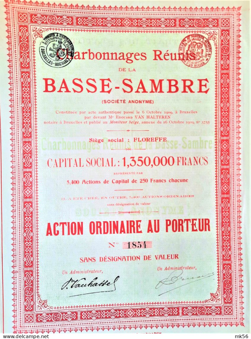 Charbonnages De Bray, Maurage & Boussoit (centre) - 1874 !! - Floreffe - Mineral