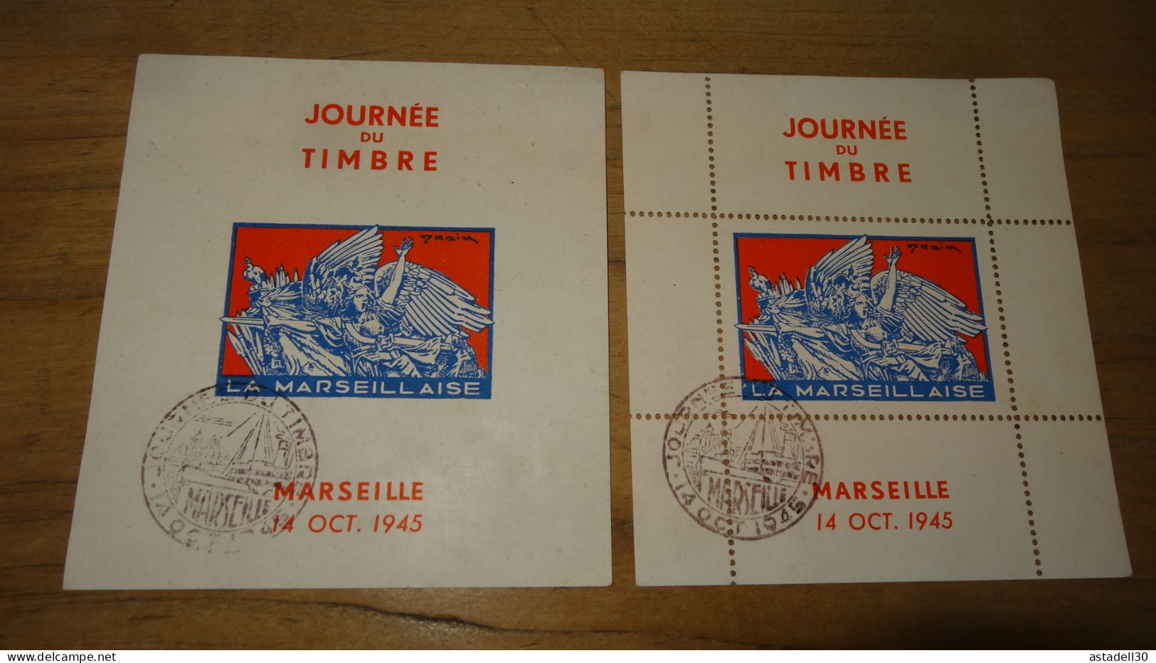 Lot De 2 Blocs Différents Dessinés Par Draim Pour La Journée Du Timbre De Marseille De 1945 .............. E3-94 - Philatelic Fairs