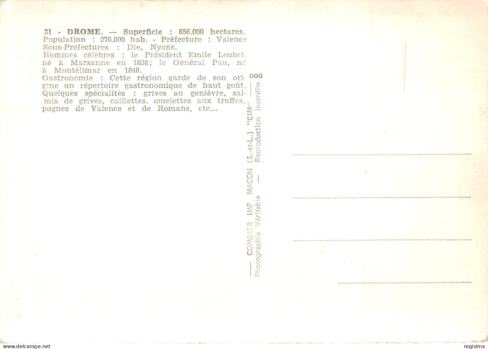 26-DEPARTEMENT  DE LA DROME-N°342-B/0161 - Sonstige & Ohne Zuordnung