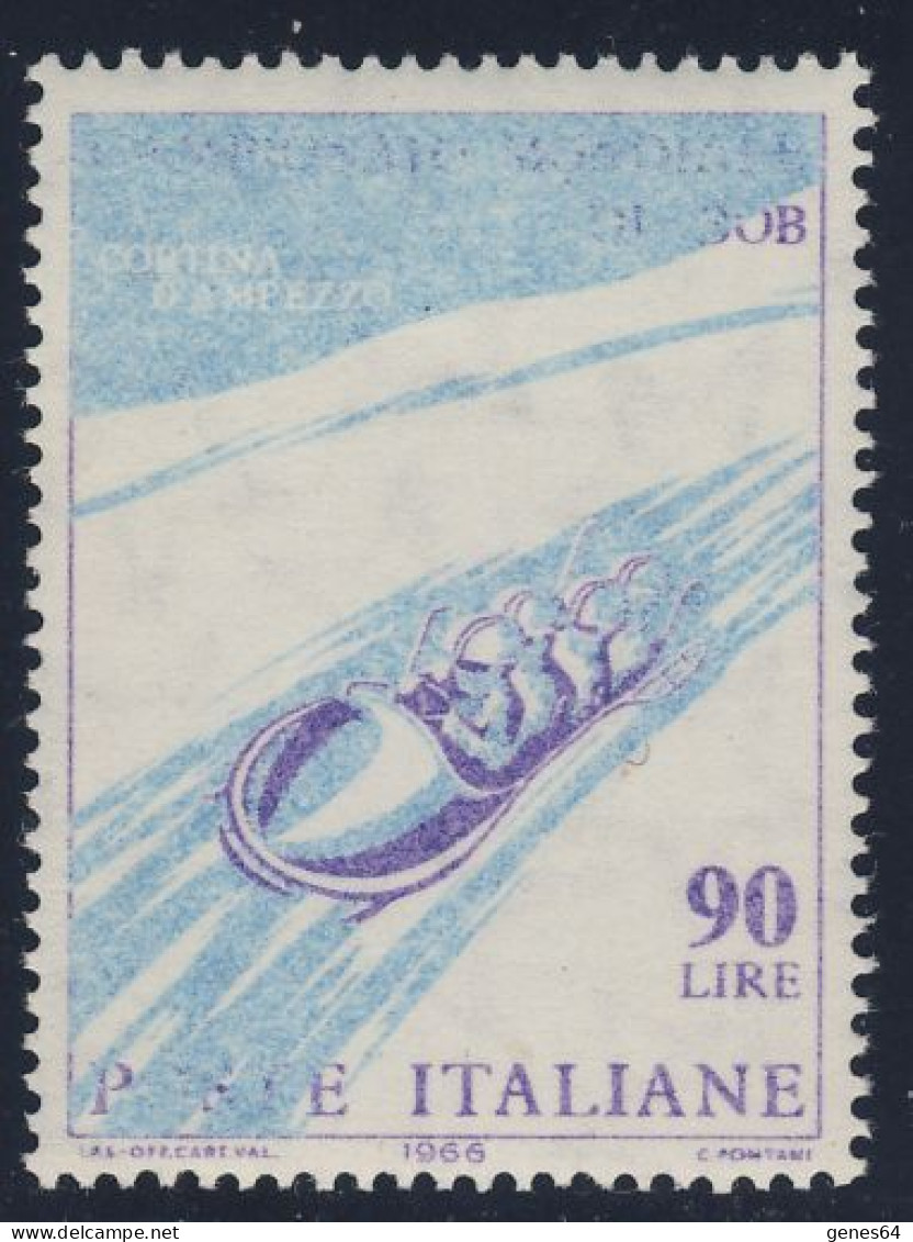 1966 - Varietà - Campionati Mondiali Di Bob L.90 Con Stampa Evanescente - Nuovo MNH - Raro (1 Immagine) - Abarten Und Kuriositäten