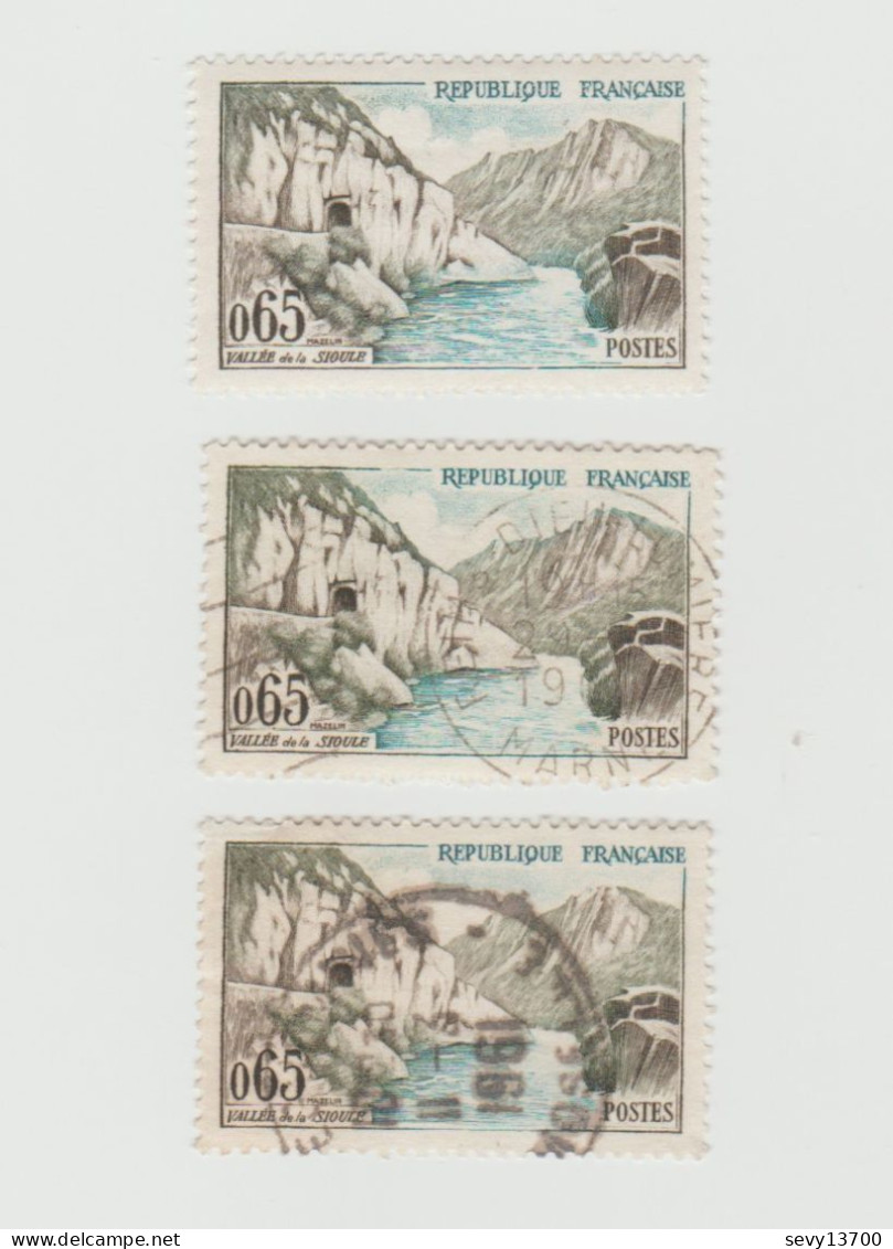 France 1960 1 Timbre Neuf Et 2 Oblitérés YT N° 1239 Vallée De La Sioule - Rocher Bleu - Sommet Bleu - Sommet Manquant - Unused Stamps