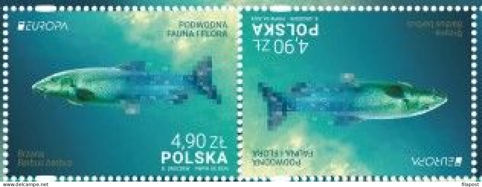 Poland 2024 / Underwater Fauna And Flora, Fish, Chemical Elements, Barbus Barbus, Animals, Tete Beche / MNH** Stamps - Ongebruikt